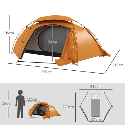 Outsunny Aluminium Frame Camping Tent Dome Tent with Removable Rainfly, 2000mm Waterproof, for 1-2 Man