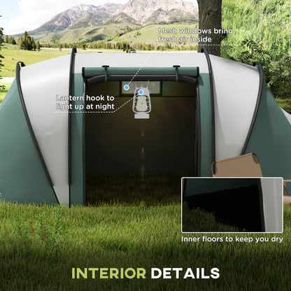 Outsunny Camping Tent with 2 Bedrooms and Living Area, 3000mm Waterproof Family Tent, for Fishing Hiking Festival