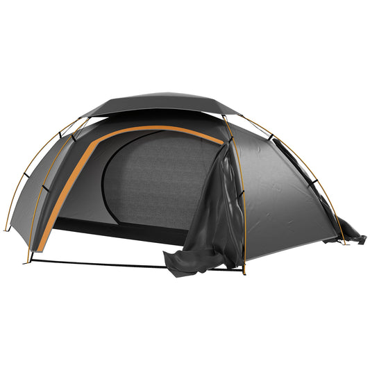 Outsunny Aluminium Frame Camping Tent Dome Tent with Removable Rainfly, 2000mm Waterproof, for 1-2 Man