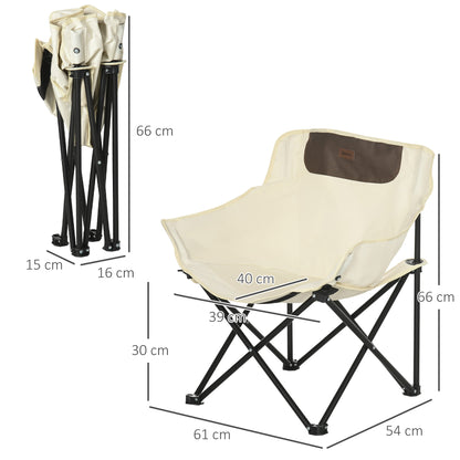 Outsunny Camping Chair, Lightweight Folding Chair with Carrying Bag and Storage Pocket, Perfect for Festivals, Fishing, Beach and Hiking