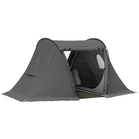 Outsunny 3 Man Camping Tent with Living Area and 2 Bedrooms, 3000mm Waterproof Family Tent with Sewn-in Groundsheet, Portable with Bag for Hiking, Festival, Backpacking