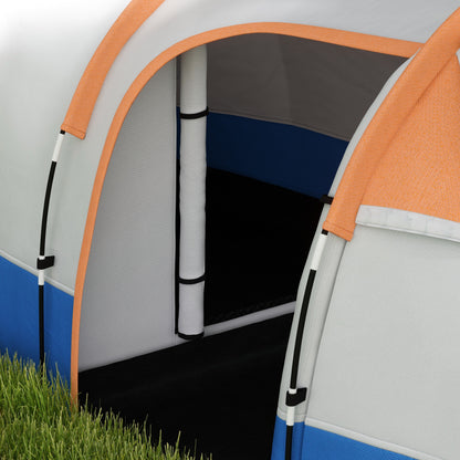 Outsunny Camping Tent, Large Tunnel Tent with Bedroom and Living Area, 2000mm Waterproof, Portable with Bag for 2-3 Man