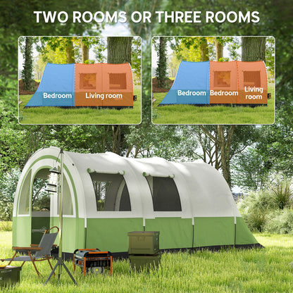 Outsunny 3000mm Waterproof Camping Tent, 5-6 Man Family Tent with Living and Bedroom, Carry Bag Included