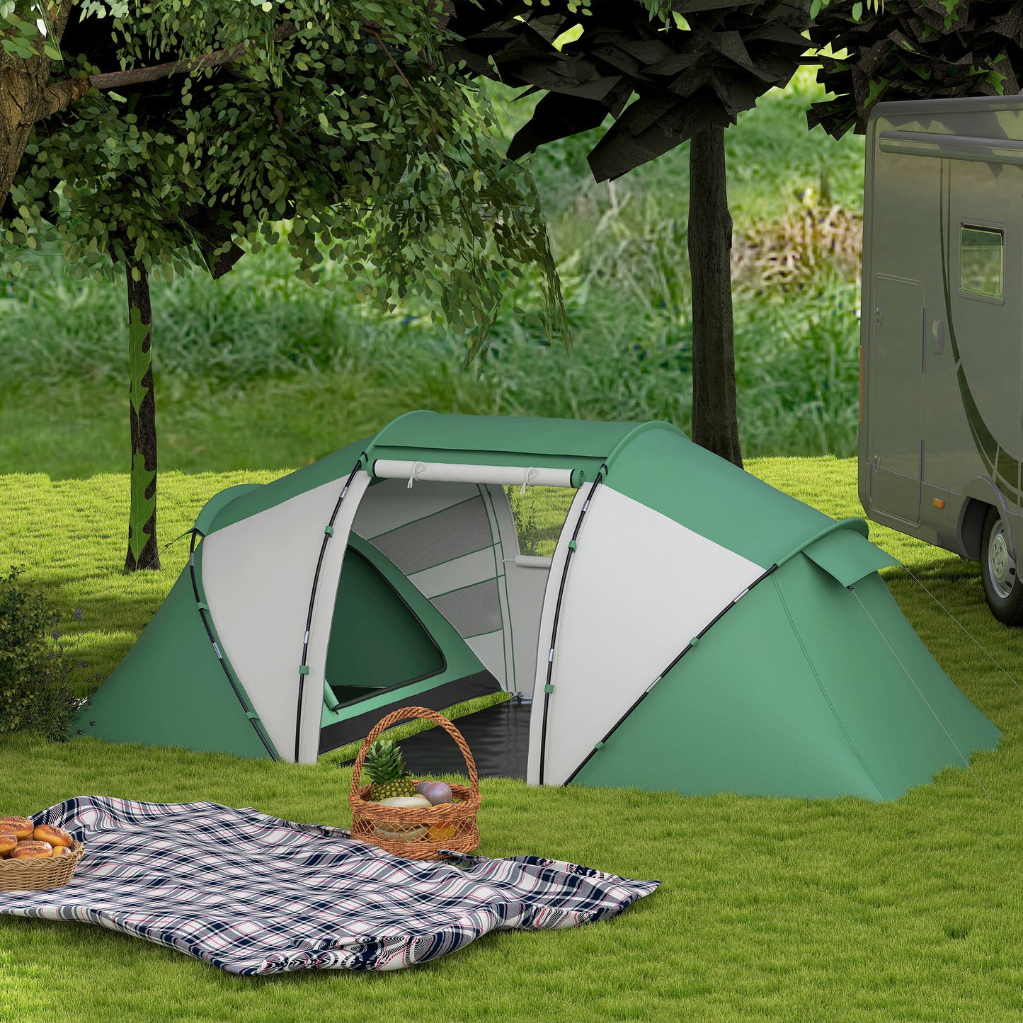 Outsunny 4-6 Man UV Protection Camping Tent