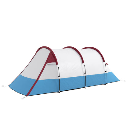 Outsunny Camping Tent, Large Tunnel Tent with Bedroom and Living Area, 2000mm Waterproof, Portable with Bag for 2-3 Man