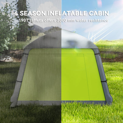 Outsunny Inflatable Camping Tent w/ Hand Pump, Easy Setup 1/2 Person Blow Up Tent Waterproof 190T Taffeta w/ Mesh Windows, Doors and Carry Bag