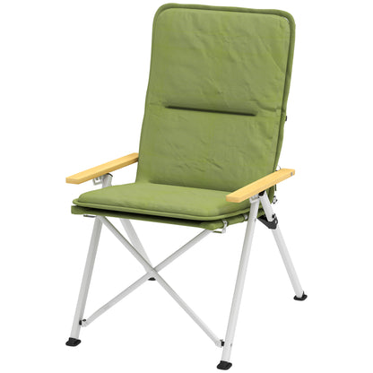 Outsunny Portable Camping Chair for Adults, High Back Folding Chair with Padded Seat and Carry Bag, Outdoor Recliner for Hiking, Fishing, Beach and Picnic