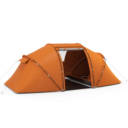 Outsunny 4-6 Man Camping Tent with Living Area and 2 Bedrooms, Hiking Sun Shelter, UV Protection Tunnel Tent