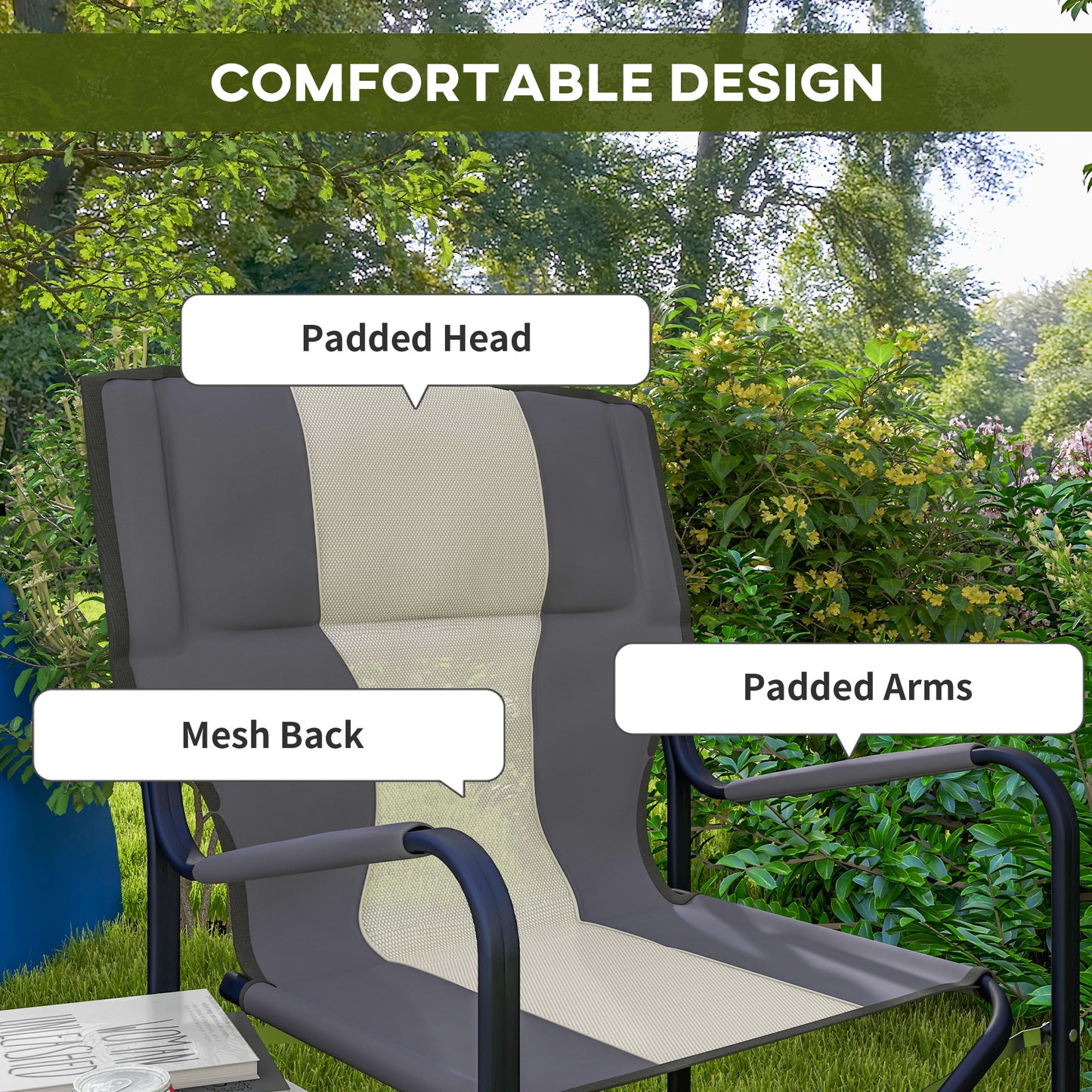 Outsunny Folding Aluminium Camping Chair, with Cooler Bag Table