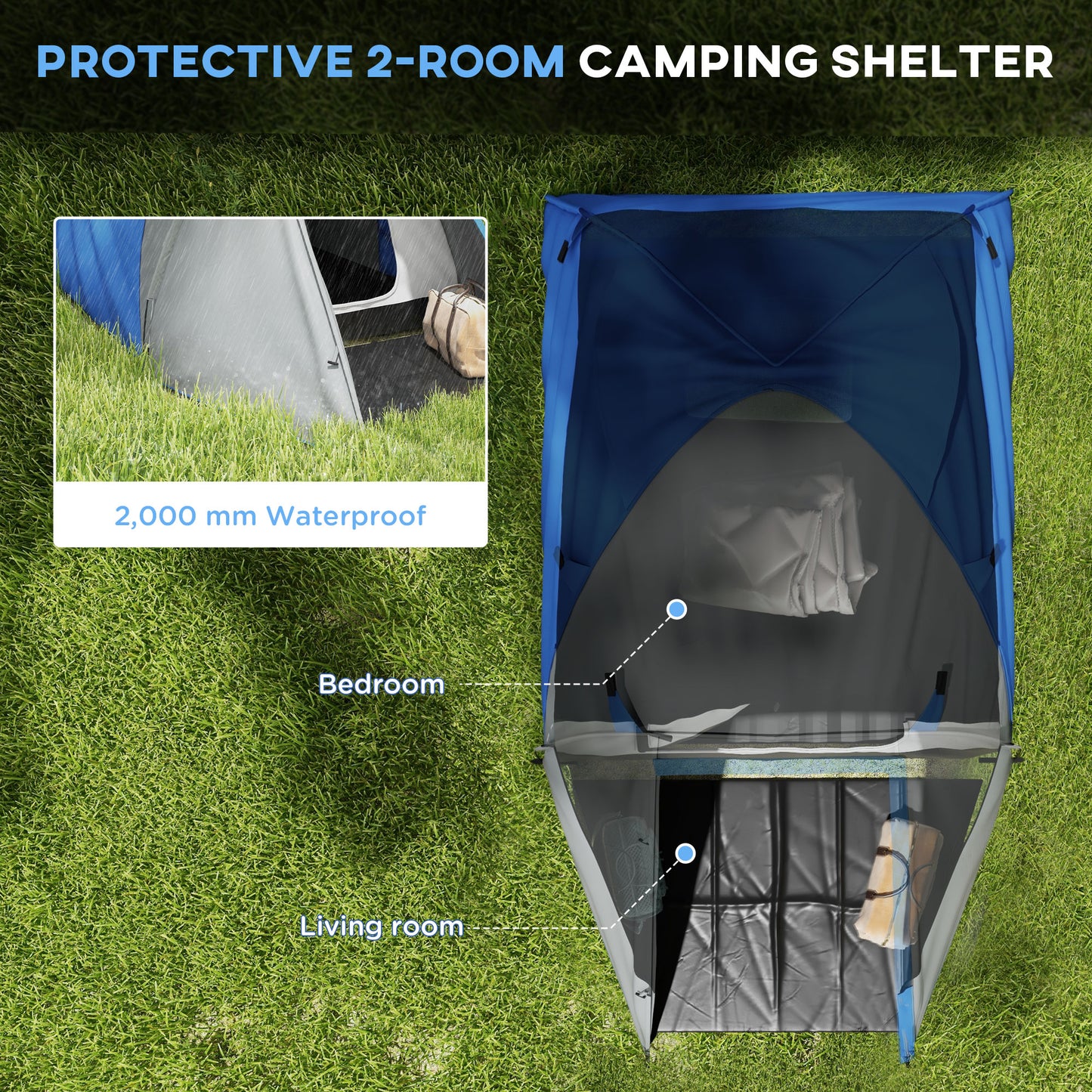Outsunny Two-Man Dome Tent, with Front Porch and Accessories