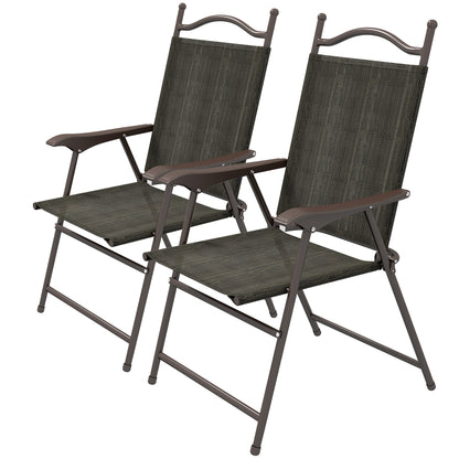 Outsunny Set of Two Folding Garden Chairs, with Fabric Mesh Seats