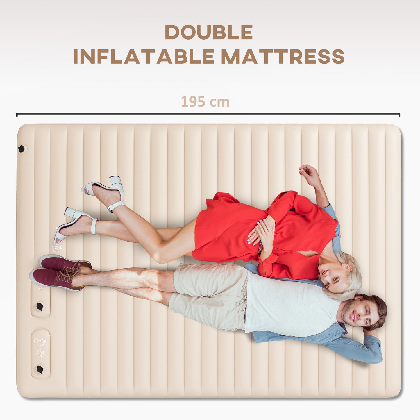 Outsunny Double Inflatable Mattress, with Built-In Pump