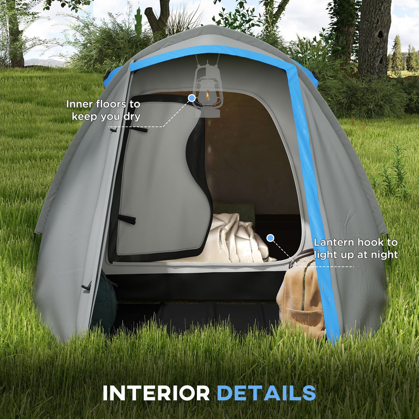 Outsunny Two-Man Dome Tent, with Front Porch and Accessories