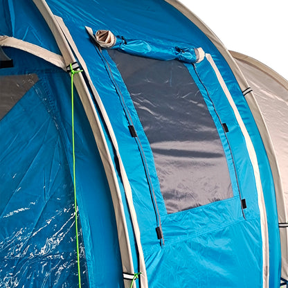 Outsunny 3-4 Man Tunnel Tent, Two Room Camping Tent with Windows and Covers, Portable Carry Bag, for Fishing, Hiking, Sports, Festival