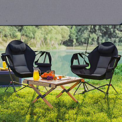 Outsunny Hammock Camping Chair Set of 2, Adjustable Back Swinging Camping Chair Portable Swinging Chair with Cup Holder, Headrest, Padded Seat and Carry Bag for Travel Fishing Hiking