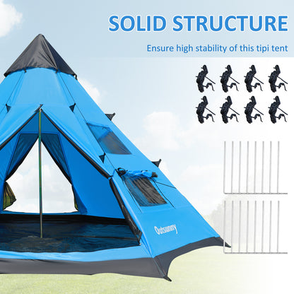 Outsunny 6 Men Tipi Tent with Carry Bag