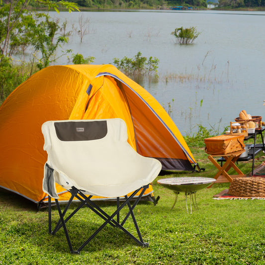 Outsunny Camping Chair, Lightweight Folding Chair with Carrying Bag and Storage Pocket, Perfect for Festivals, Fishing, Beach and Hiking