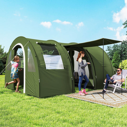 Outsunny 5-6 Man Camping Tent with 2 Room, Floor and Carry Bag