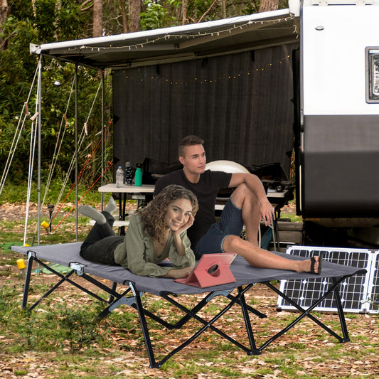Outsunny Double Camping Cot Bed, with Bag