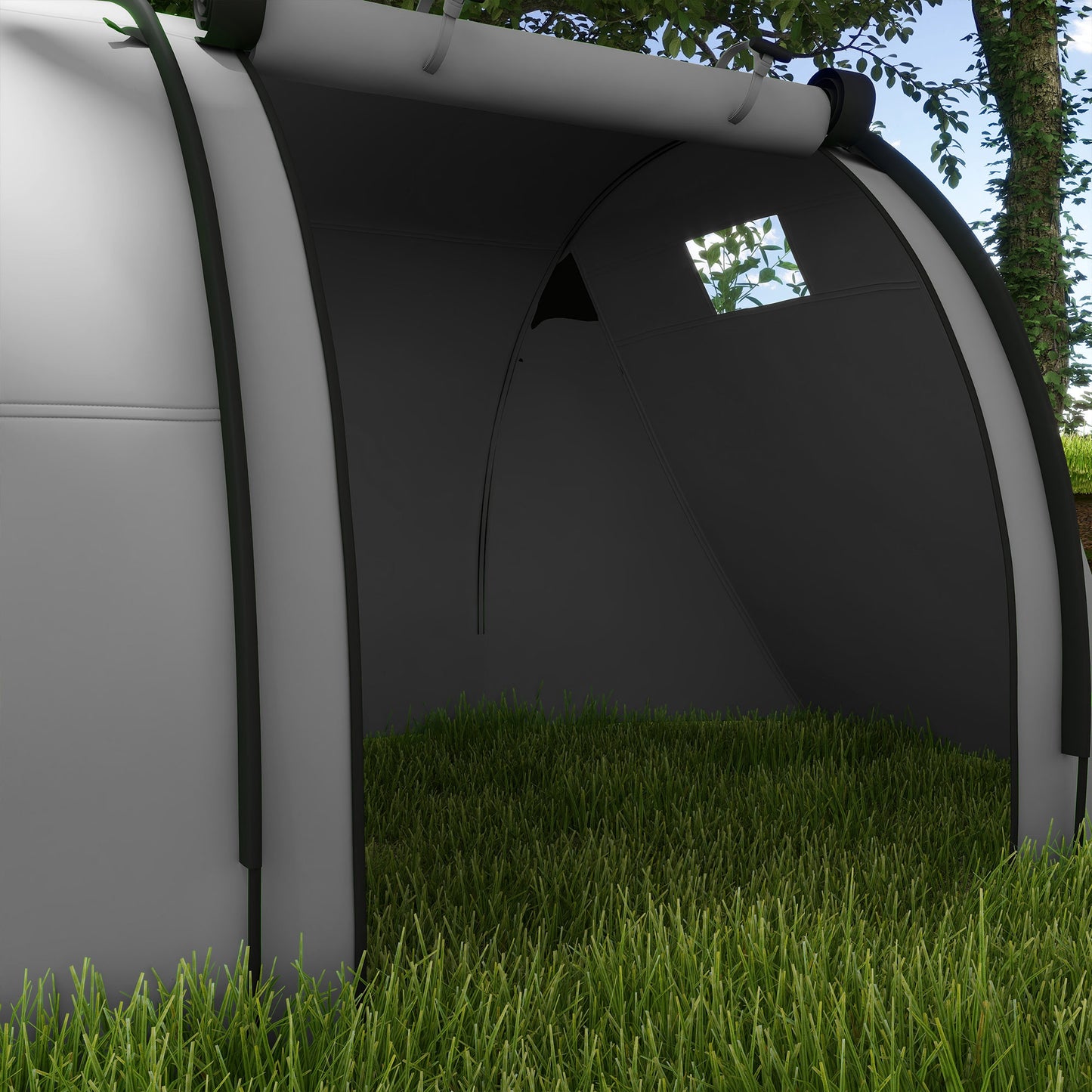 Outsunny Four Man Duo Room Tunnel Tent, with Accessories