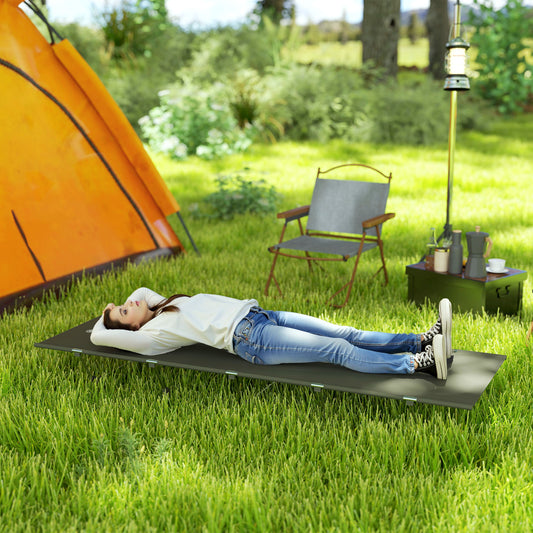 Outsunny Lightweight Camping Bed, Aluminium Portable Camp Cot w/ Strong Support 150kg and Carry Bag for Camping