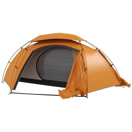 Outsunny Aluminium Frame Camping Tent Dome Tent with Removable Rainfly, 2000mm Waterproof, for 1-2 Man