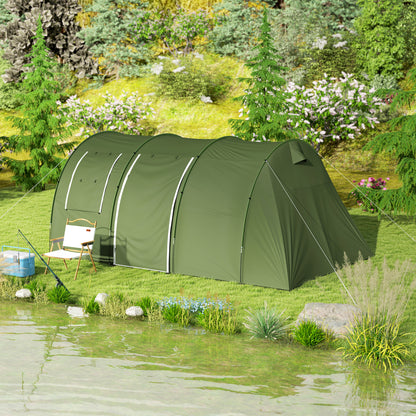Outsunny 5-6 Man Camping Tent with 2 Room, Floor and Carry Bag