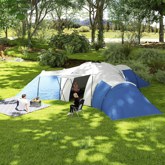 Outsunny 6-9 Man Tent with Bedrooms and Living Room, Accessories Included