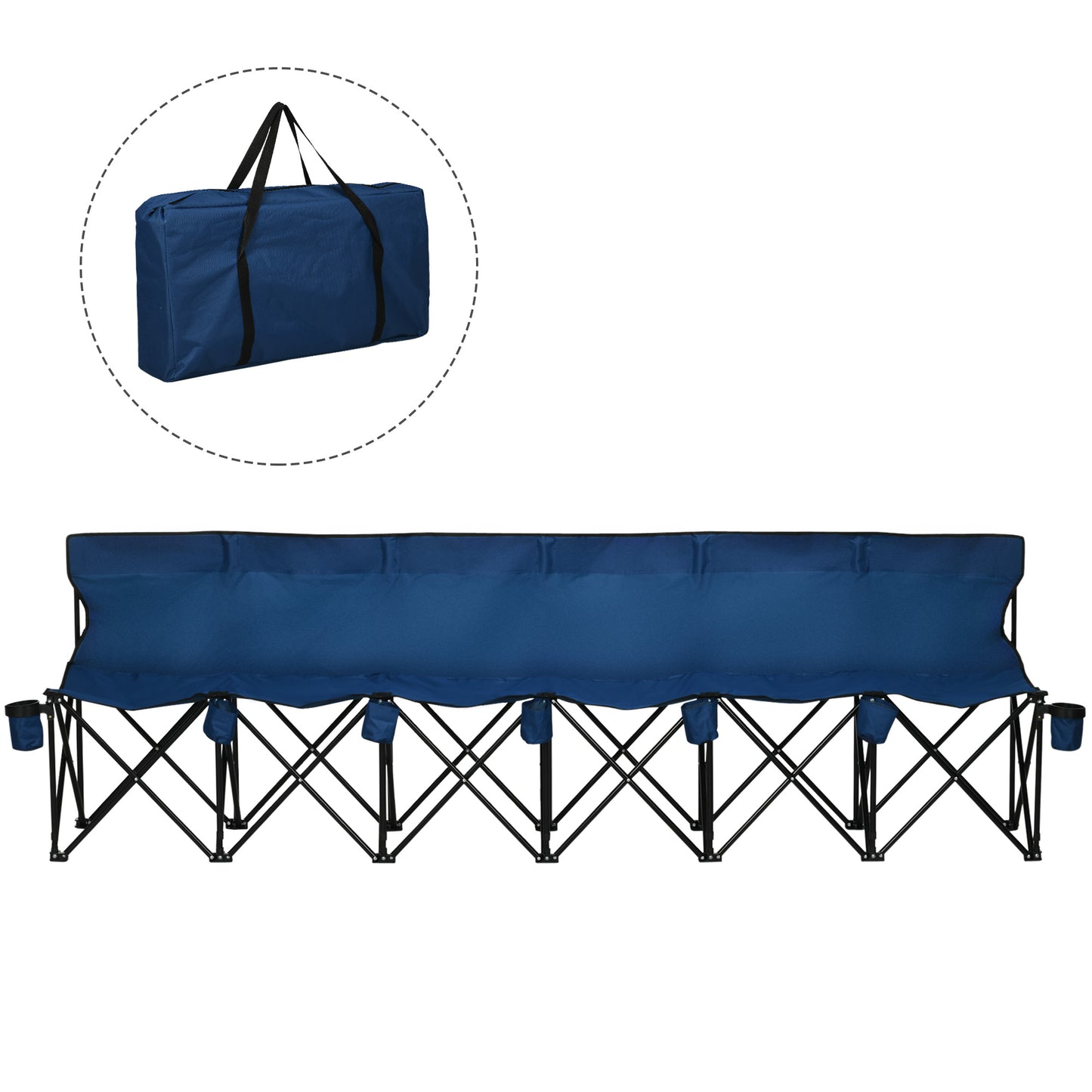 Outsunny 6 Seater Folding Camping Chair with Cup Holder & Carry Bag