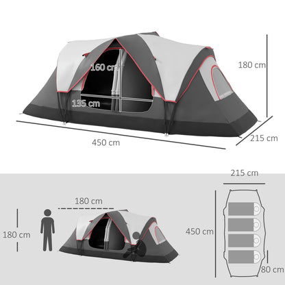 Outsunny Camping Tent for 6-8 Man with 2000mm Waterproof Rainfly and Carry Bag for Fishing Hiking Festival