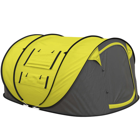 Outsunny 4-5 Person Pop-up Camping Tent Family Tent w/ 2 Mesh Windows & PVC Windows Portable Carry Bag for Outdoor Trip