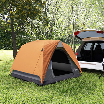 Outsunny 3-4 Person Camping Tent, Easy Set Up Waterproof Dome Tent with Sewn-in Groundsheet, Mesh Windows, Pocket and Hook for Camping, Hiking, Backpacking