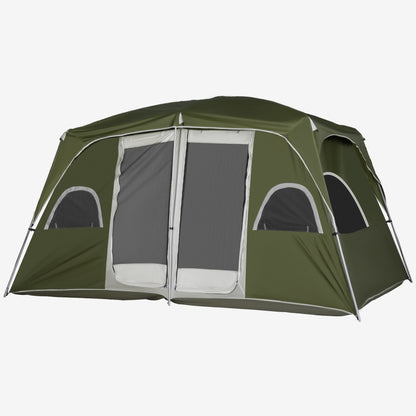 Outsunny Camping Tent, Family Tent 4-8 Person 2 Room, with Large Mesh Windows, Easy Set Up for Backpacking Hiking Outdoor