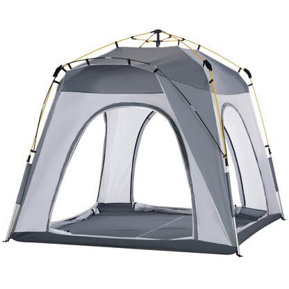 Outsunny 4 Person Automatic Camping Tent, Outdoor Pop Up Tent, Portable Backpacking Dome Shelter