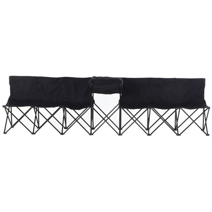 Outsunny 6 Seat Folding Sports Bench Portable Sports Team Bench Spectator Chair with Cooler Bag and Carrying Bag for Outdoor Picnic Camping