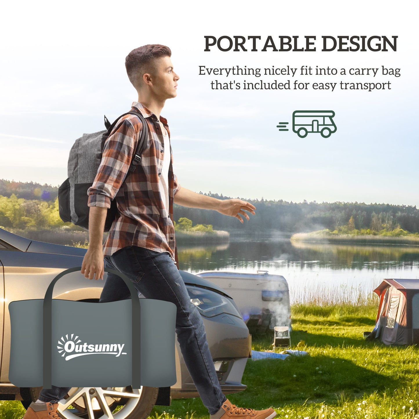 Outsunny Six-Man Camping Tent, with Small Rainfly and Accessories