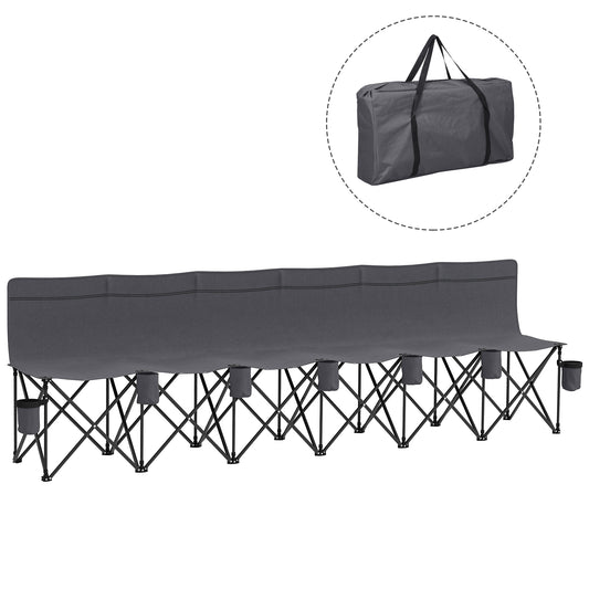 Outsunny 6 Seater Folding Camping Chair with Cup Holder & Carry Bag