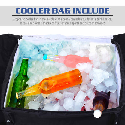 Outsunny 6 Seat Folding Sports Bench Portable Sports Team Bench Spectator Chair with Cooler Bag and Carrying Bag for Outdoor Picnic Camping