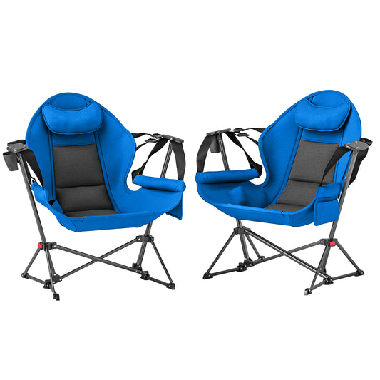 Outsunny Hammock Camping Chair Set of 2, Adjustable Back Swinging Camping Chair Portable Swinging Chair with Cup Holder, Headrest, Padded Seat and Carry Bag for Travel Fishing Hiking