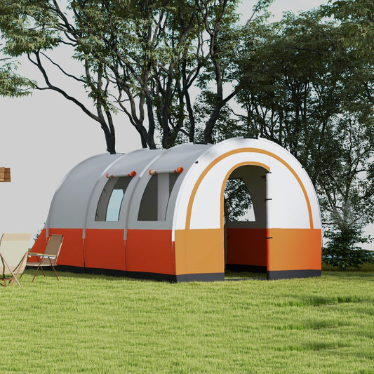 Outsunny 3000mm Waterproof Camping Tent, 5-6 Man Family Tent with Living and Bedroom, Carry Bag Included