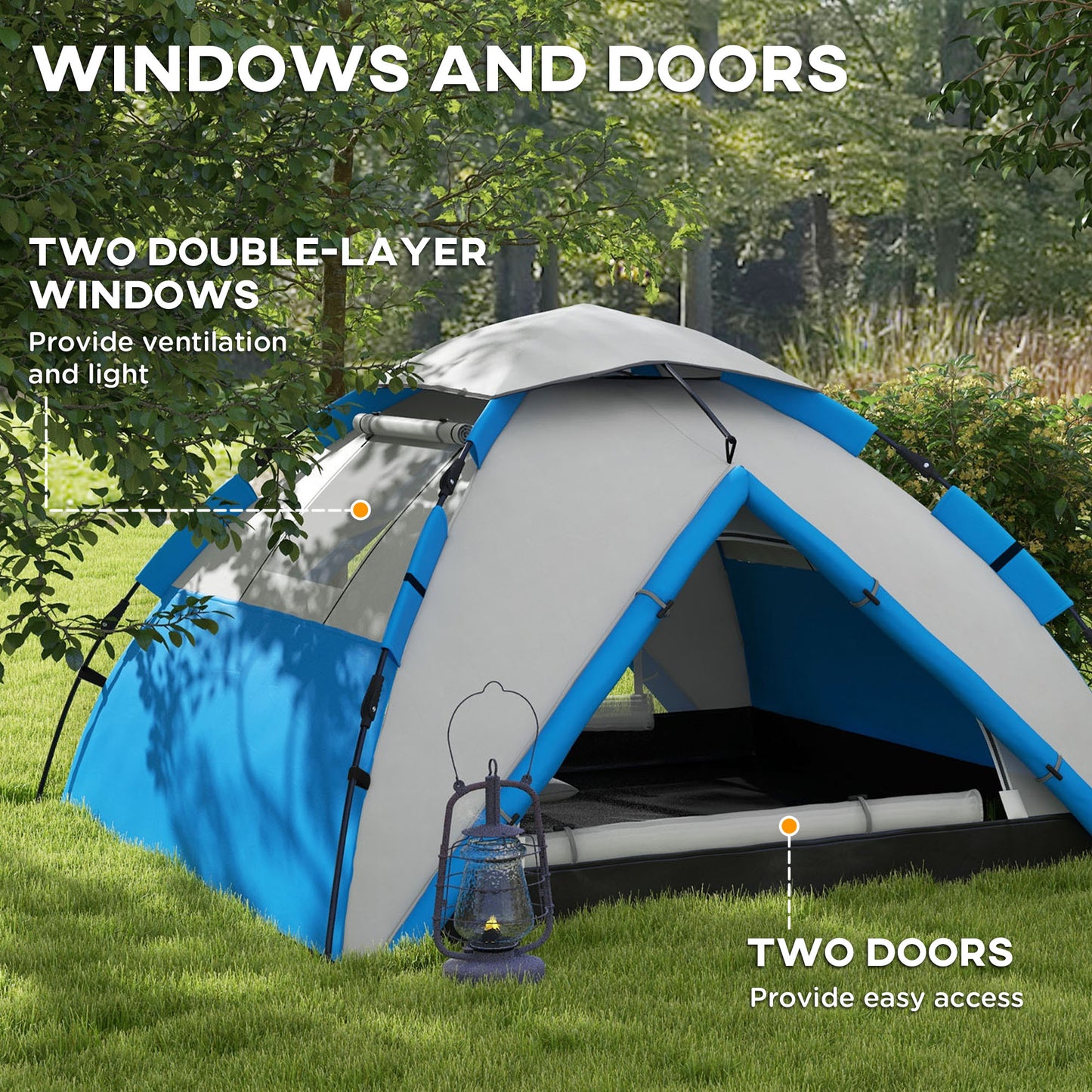 Outsunny Two-Man One Room Camping Tent, with Accessories