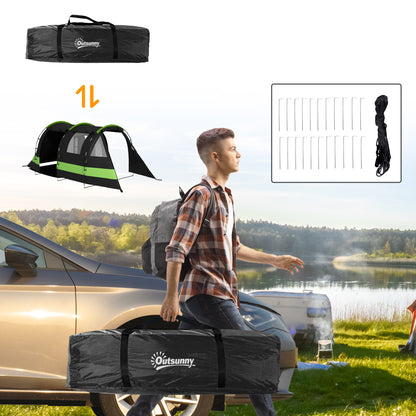 Outsunny Four Man, Two Room Blackout Tent, with Accessories