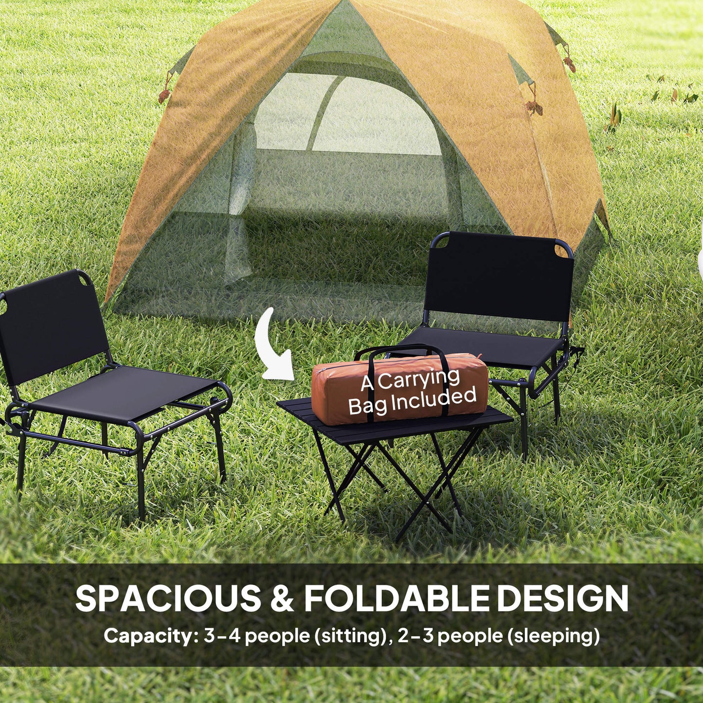Outsunny 3-4 Person Camping Tent, Easy Set Up Waterproof Dome Tent with Sewn-in Groundsheet, Mesh Windows, Pocket and Hook for Camping, Hiking, Backpacking