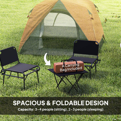 Outsunny 3-4 Person Camping Tent, Easy Set Up Waterproof Dome Tent with Sewn-in Groundsheet, Mesh Windows, Pocket and Hook for Camping, Hiking, Backpacking