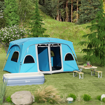 Outsunny 4-8 Person Camping Tent Family Tent with 2 Room, Mesh Windows, Easy Set Up for Backpacking, Hiking, Outdoor