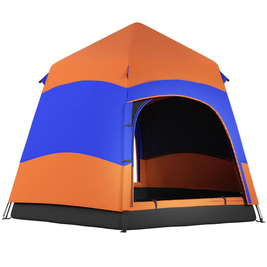 Outsunny Six Man Hexagon Camping Tent with Hang Hook and Carry Bag