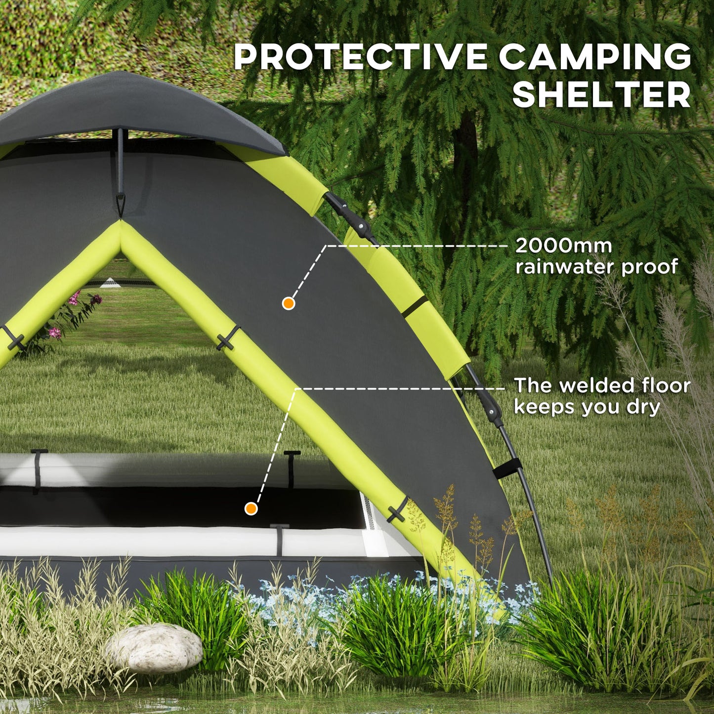 Outsunny Two-Man One Room Camping Tent, with Accessories