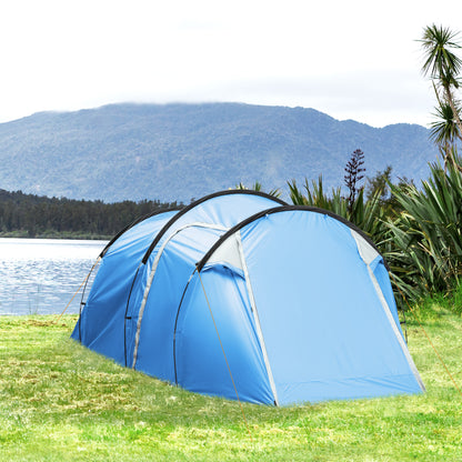 Outsunny 2-3 Man Tunnel Tent with Vestibule, Weather-Resistant Camping Tent with Air Vents for Fishing Hiking