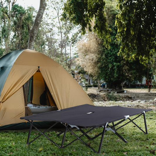 Outsunny Double Camping Cot Bed, with Bag