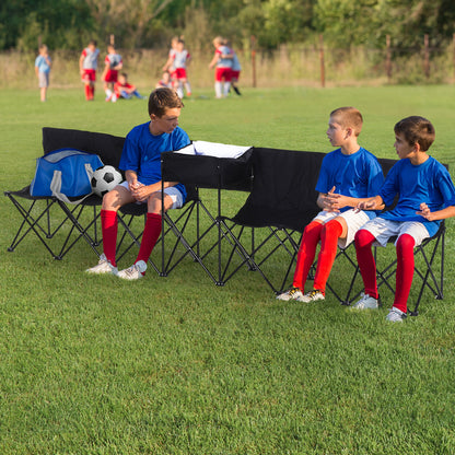 Outsunny 6 Seat Folding Sports Bench Portable Sports Team Bench Spectator Chair with Cooler Bag and Carrying Bag for Outdoor Picnic Camping